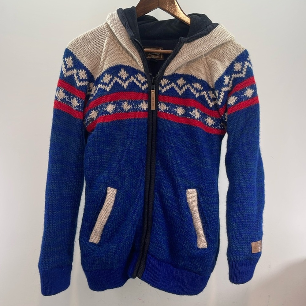 Kyber Outerwear 100% Wool Made In Nepal Hooded Zip Up Jacket-Women Small